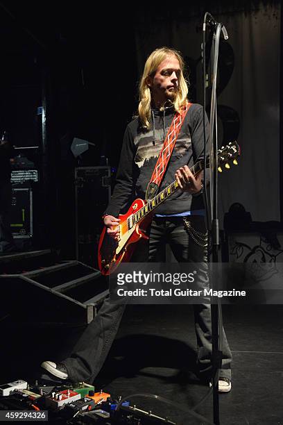 Guitarist Ben Wells of rock group Black Stone Cherry rehearsing before a live performance at KOKO in London, taken on February 28, 2014.