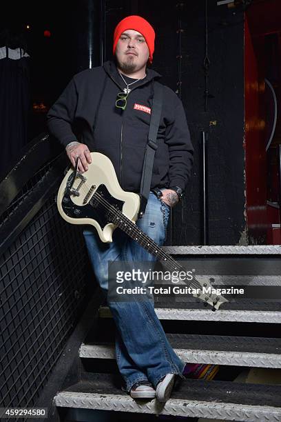 Portrait of American musician Chris Robertson, guitarist and vocalist with rock group Black Stone Cherry photographed before a live performance at...