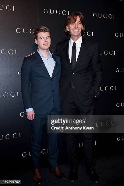 Canadian artist Kris Knight and Gucci CEO Patrizio di Marco arrive 'Gucci Celebrates Flora Knight Collection in Hong Kong with special guests James...