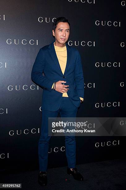 Donnie Yen arrives 'Gucci Celebrates Flora Knight Collection in Hong Kong with special guests James Franco and Artist Kris Knight' event at...