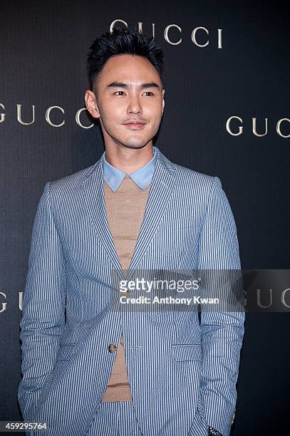 Ethan Juan arrives 'Gucci Celebrates Flora Knight Collection in Hong Kong with special guests James Franco and Artist Kris Knight' event at...