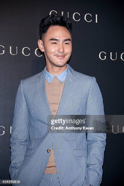 Ethan Juan arrives 'Gucci Celebrates Flora Knight Collection in Hong Kong with special guests James Franco and Artist Kris Knight' event at...