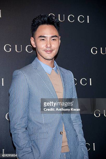 Ethan Juan arrives 'Gucci Celebrates Flora Knight Collection in Hong Kong with special guests James Franco and Artist Kris Knight' event at...