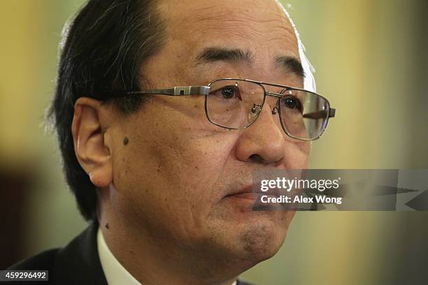 Senior Vice President for Global Quality Assurance at the Takata Corporation Hiroshi Shimizu testifies during a hearing before the Senate Commerce,...