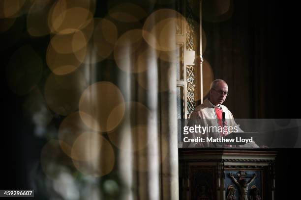 The Archbishop of Canterbury Justin Welby delivers his Christmas Day sermon at Cantebury Cathedral on December 25, 2013 in Canterbury, England. Today...