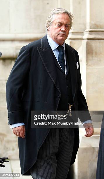Jamie Blandford, Duke of Marlborough attends a service of thanksgiving for Lady Mary Soames at Westminster Abbey on November 20, 2014 in London,...