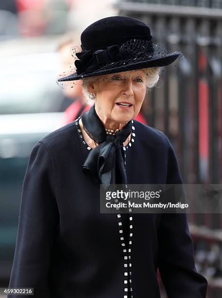 Princess Alexandra attends a service of thanksgiving for Lady Mary Soames at Westminster Abbey on November 20, 2014 in London, England. Lady Mary...
