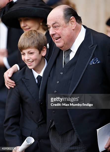 Sir Nicholas Soames and his son Christopher Soames attend a service of thanksgiving for Lady Mary Soames at Westminster Abbey on November 20, 2014 in...