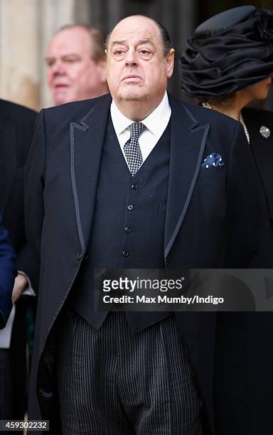 Sir Nicholas Soames attends a service of thanksgiving for Lady Mary Soames at Westminster Abbey on November 20, 2014 in London, England. Lady Mary...