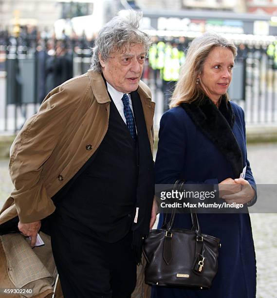 Sir Tom Stoppard attends a service of thanksgiving for Lady Mary Soames at Westminster Abbey on November 20, 2014 in London, England. Lady Mary...