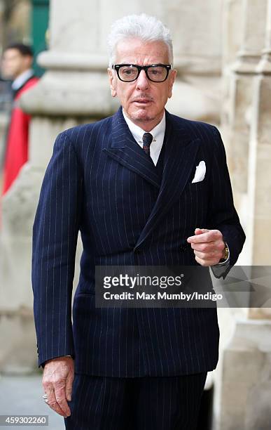 Sir Nicky Haslam attends a service of thanksgiving for Lady Mary Soames at Westminster Abbey on November 20, 2014 in London, England. Lady Mary...