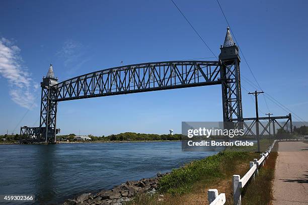 View of the Buzzards Bay Railroad Bridge on the Cape Cod Canal in Bourne, Mass.