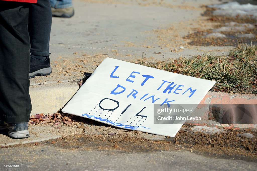 Fracking protesters at the Larimer County Fiarigrounds