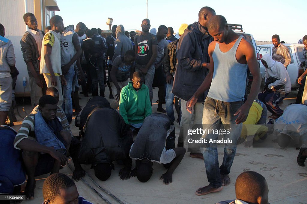 Illegal migrants from sub-Saharan Africa rescued by the Libyan coastguard