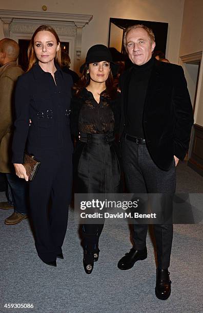 Stella McCartney, Salma Hayek and Francois-Henri Pinault attend the book launch and private view of "Mary McCartney: Monochrome And Colour" curated...