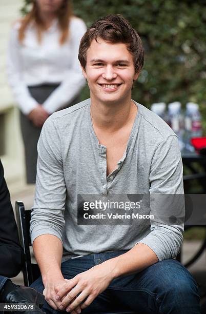 Actor Ansel Elgort attends the Twentieth Century Fox Home Entertainment's "The Fault In Our Stars" Reunion And Bench Dedication Ceremony at Fox...