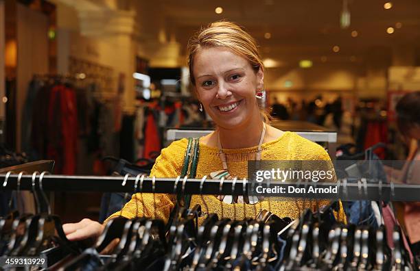 Shopper Kerry Roberts checks out the Boxing Day sales at David Jones in its city store on December 26, 2013 in Sydney, Australia. Boxing Day is one...