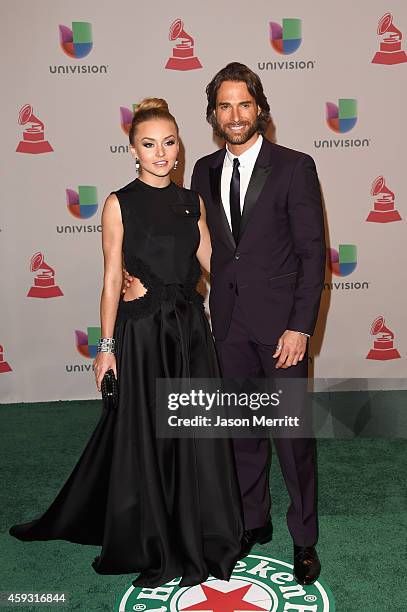Actors Angelique Boyer and Sebastian Rulli attend the 15th Annual Latin GRAMMY Awards at the MGM Grand Garden Arena on November 20, 2014 in Las...