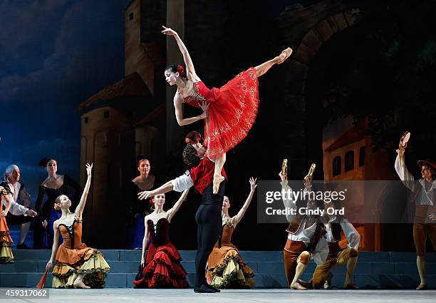 Mikhailovsky Ballet dancers Natalia Osipova and Ivan Vasiliev perform a scene from 'Don Quixote' during a dress rehearsal at David H. Koch Theater,...