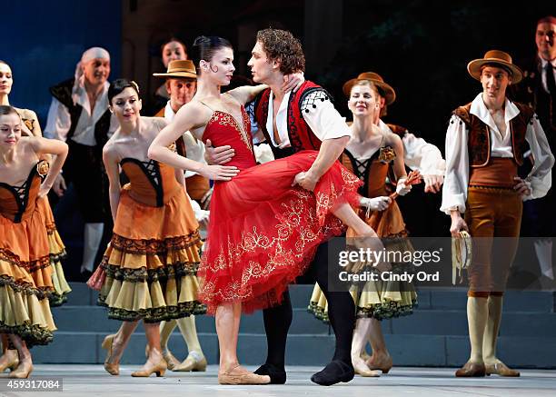 Mikhailovsky Ballet dancers Natalia Osipova and Ivan Vasiliev perform a scene from 'Don Quixote' during a dress rehearsal at David H. Koch Theater,...