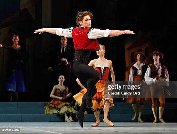 Mikhailovsky Ballet dancer Ivan Vasiliev performs a scene from 'Don Quixote' during a dress rehearsal at David H. Koch Theater, Lincoln Center on...