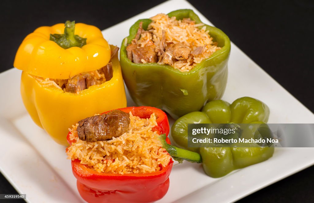 Cuban Cuisine: Bell Peppers Stuffed with Yellow Rice and...