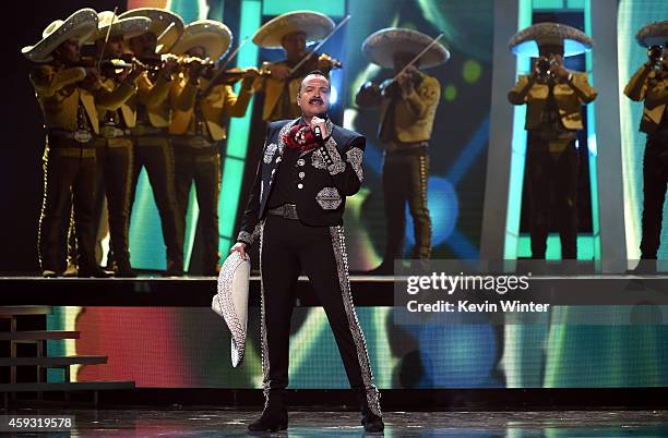 Recording artist Pepe Aguilar performs onstage during the 15th annual Latin GRAMMY Awards at the MGM Grand Garden Arena on November 20, 2014 in Las...