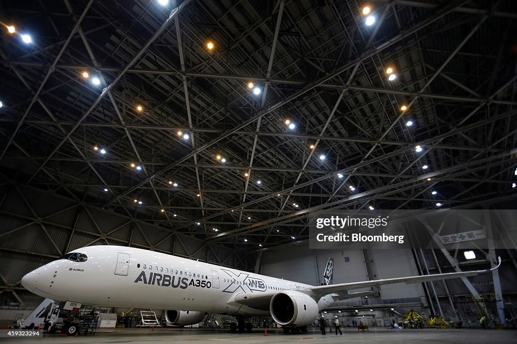 Media Preview Of Airbus A350 At Japan Airline Co.'s Hangar Facility