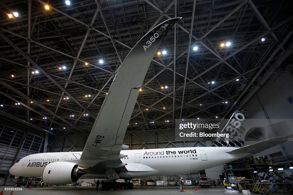 Media Preview Of Airbus A350 At Japan Airline Co.'s Hangar Facility