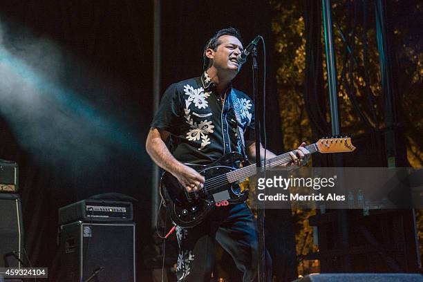 John Reis aka Speedo of Rocket from the Crypt performs in concert during Day 3 of Fun Fun Fun Fest at Auditorium Shores on November 9, 2014 in...