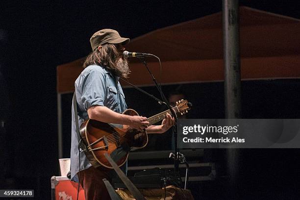 Jeff Mangum of Neutral Milk Hotel performs in concert during Day 3 of Fun Fun Fun Fest at Auditorium Shores on November 9, 2014 in Austin, Texas.