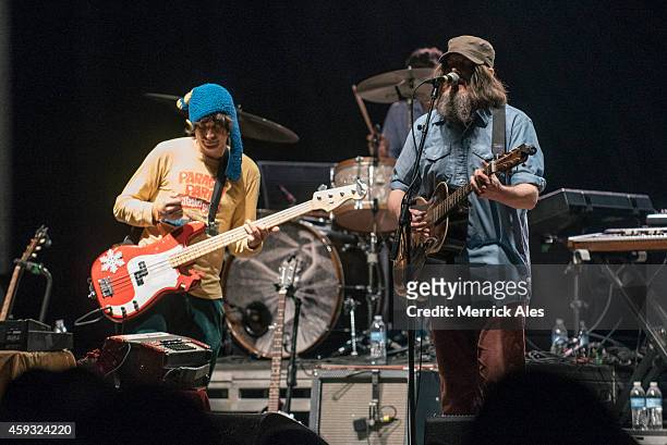 Jeff Mangum of Neutral Milk Hotel performs in concert during Day 3 of Fun Fun Fun Fest at Auditorium Shores on November 9, 2014 in Austin, Texas.