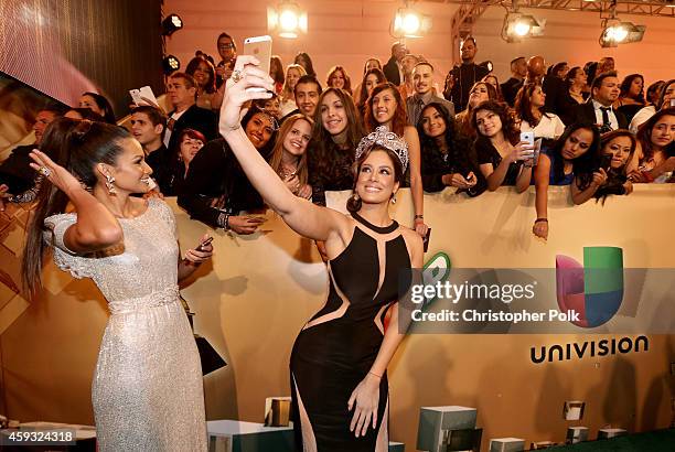 Actor/model Marisela and Actress/recording artist Aleyda Ortiz attend the 15th Annual Latin GRAMMY Awards at the MGM Grand Garden Arena on November...