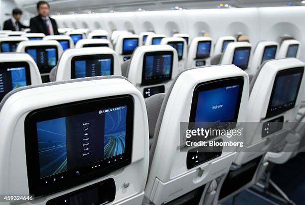 Media Preview Of Airbus A350 At Japan Airline Co.'s Hangar Facility, News Photo