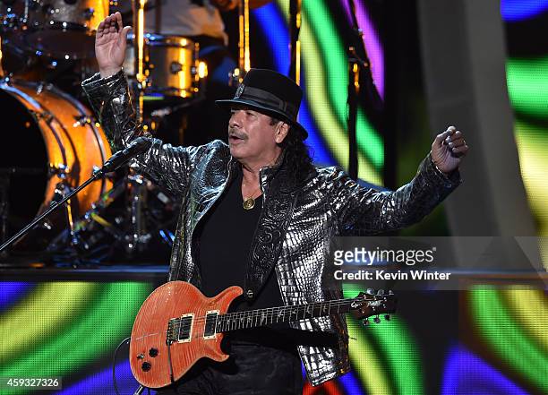 Recording artist Carlos Santana performs onstage during the 15th annual Latin GRAMMY Awards at the MGM Grand Garden Arena on November 20, 2014 in Las...