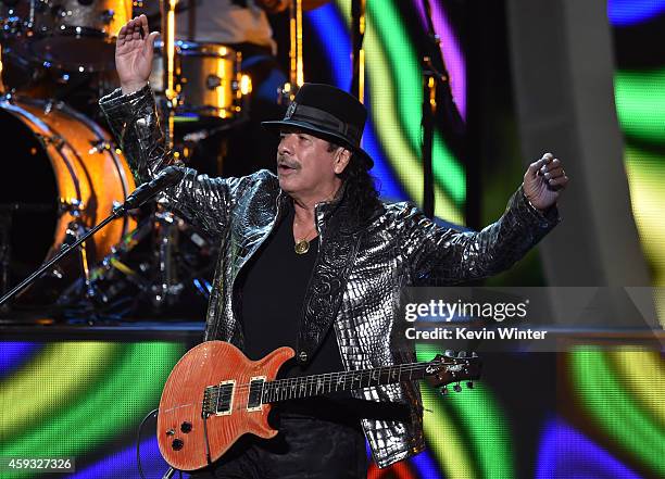 Recording artist Carlos Santana performs onstage during the 15th annual Latin GRAMMY Awards at the MGM Grand Garden Arena on November 20, 2014 in Las...