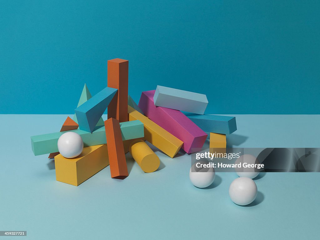 White Balls with coloured shapes