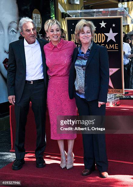 Actress Kaley Cuoco and parents Gary and Layne Ann at The Hollywood Walk Of Fame ceremony for Kaley Cuoco on October 29, 2014 in Hollywood,...