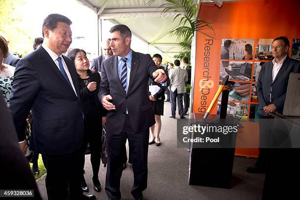 National MP Nathan Guy with Chinese President Xi Jinping during a visit to the NZ Bloodstock Yards at Karaka for an Agritech Showcase on November 21,...