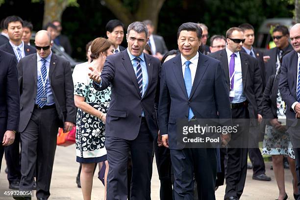 National MP Nathan Guy with Chinese President Xi Jinping during a visit to the NZ Bloodstock Yards at Karaka for an Agritech Showcase on November 21,...