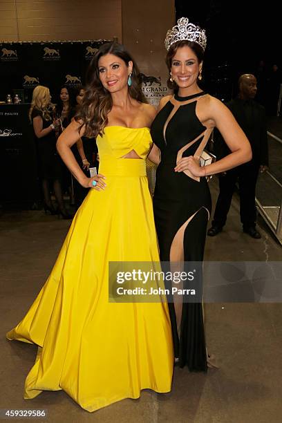 Personality Chiquinquira Delgado and model/recording artist Aleyda Ortiz attend the 15th annual Latin GRAMMY Awards at the MGM Grand Garden Arena on...