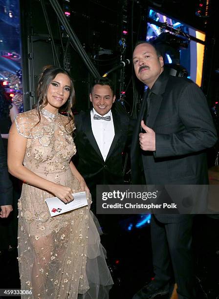 Singers India Martinez, Jorge Celedon and Pepe Aguilar attend the 15th Annual Latin GRAMMY Awards at the MGM Grand Garden Arena on November 20, 2014...