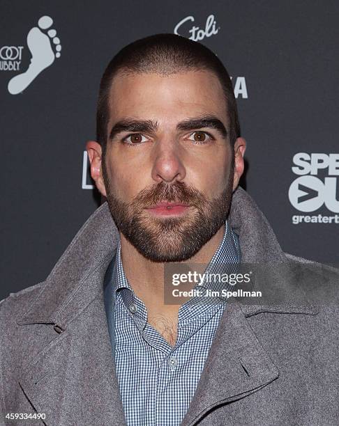 Actor Zachary Quinto attends the OUT100 2014 awards at Stage 48 on November 20, 2014 in New York City.