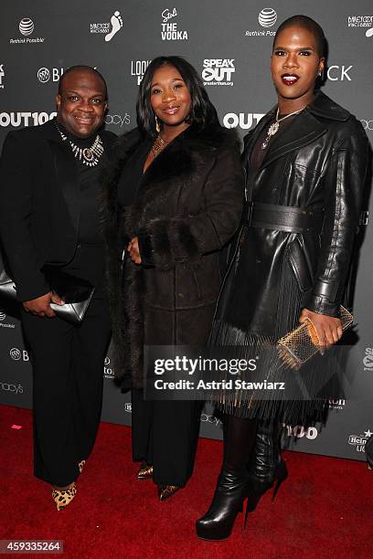 Derek J, Bevy Smith and Lawrence Washington of Fashion Queens attend Out100 2014 presented by Buick on November 20, 2014 in New York City.