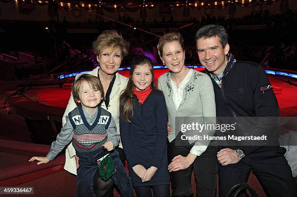 Caroline Reiber and her son Marcus Maier with wife Cathrin and children Laurentius and Magdalena attend the Circus Krone Christmas Show at Circus...