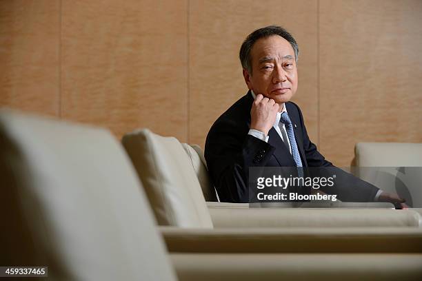 Hitoshi Tsunekage, chairman of Sumitomo Mitsui Trust Holdings Inc., poses for a photograph after an interview in Tokyo, Japan, on Tuesday, Dec. 24,...