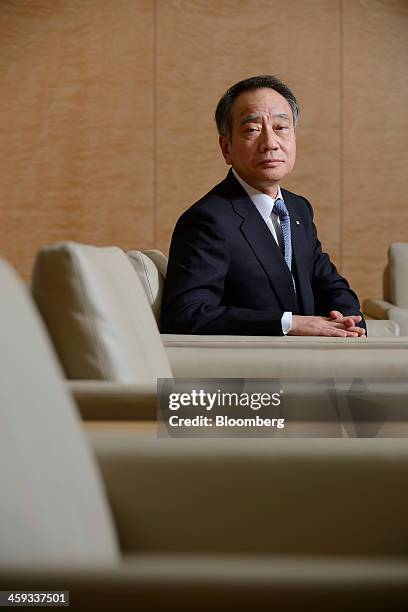 Hitoshi Tsunekage, chairman of Sumitomo Mitsui Trust Holdings Inc., poses for a photograph after an interview in Tokyo, Japan, on Tuesday, Dec. 24,...