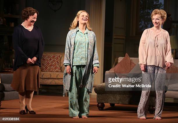 Clare Higgins, Martha Plimpton and Lindsay Duncan during a tearful Opening Night Curtain Call for 'A Delicate Balance' with a 'Happy Trails to You'...