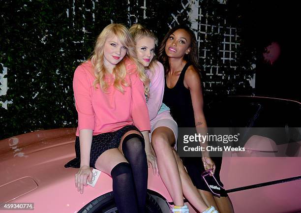 Wildfox Creative Director Kimberley Gordon, Wildfox Resort campaign models Merethe Hopland, and Kirby Griffin attend the Barbie Loves Wildfox party...