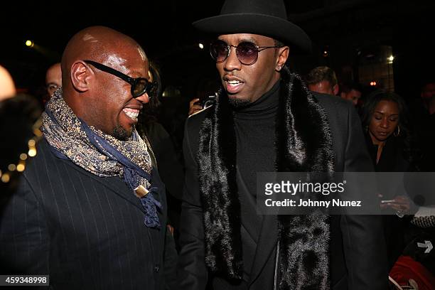 Andre Harrell and Sean 'Diddy' Combs attend Deleon Tequila Launch Party at Cedar Lake on November 20, 2014 in New York City.